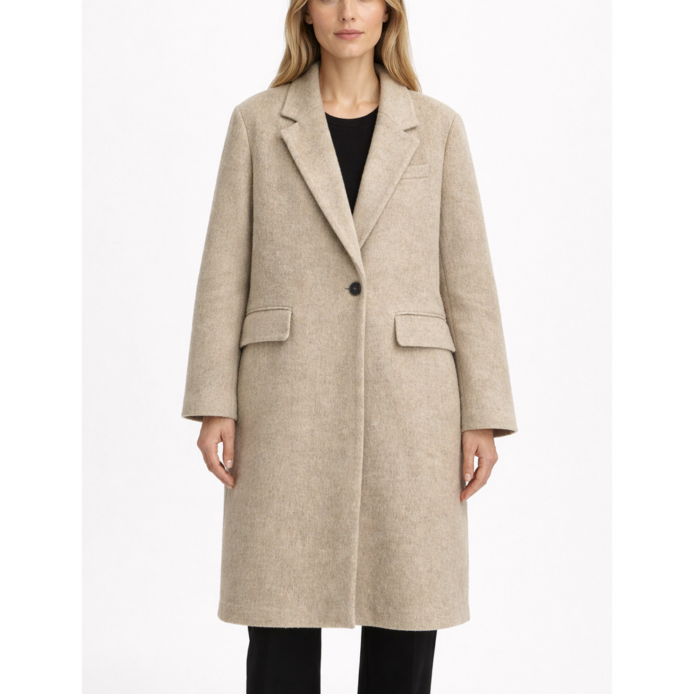 ZARA Manteco Wool Blend Oversized Coat Womens S Beige Long Minimalist Old Money